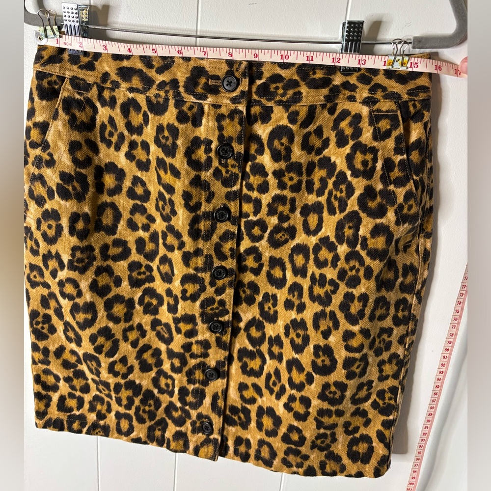 LRL Ralph Lauren Cheetah Pencil Print Skirt Size 8, Linen/Cotton, Button Front - Picture 9 of 11